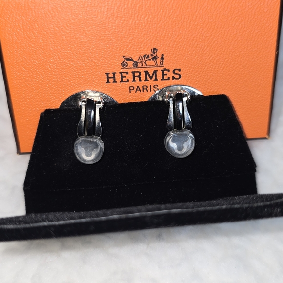 Hermés Clou De Selle Earrings (Silver-tone) - Picture 4 of 6